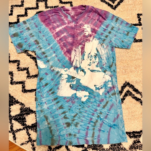Jimi Hendrix Liquid Blue style tie dye t-shirt - Picture 1 of 5